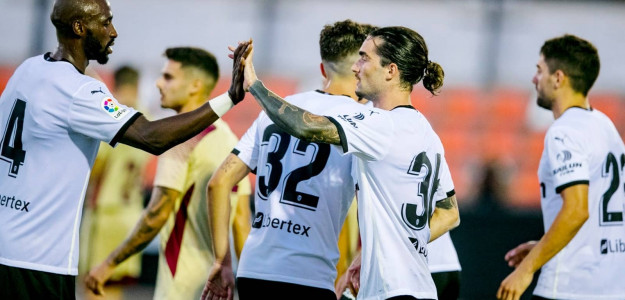 El Valencia celebra un gol 