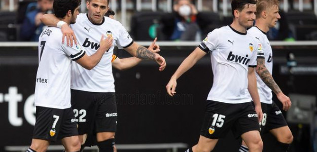 El Valencia celebra un gol 