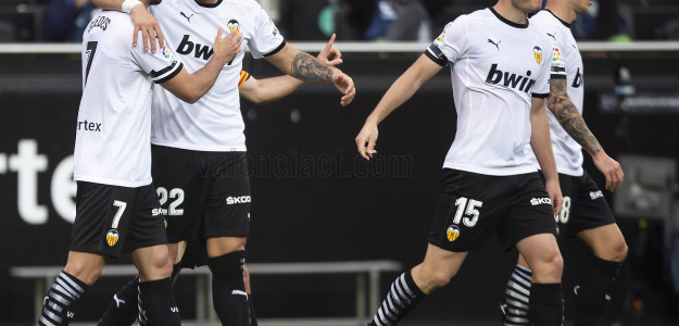 El Valencia celebra un gol 