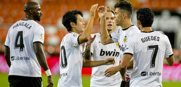 El Valencia celebra un gol 