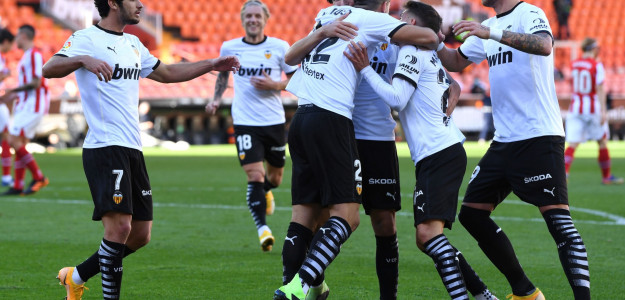 El Valencia celebra un gol 