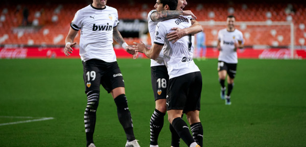 El Valencia celebra un gol 
