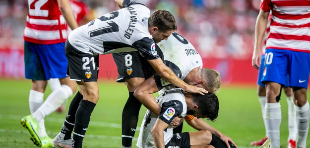 El Valencia celebra un gol 