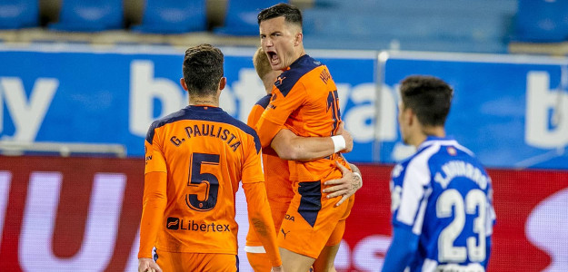 El Valencia celebra un gol 