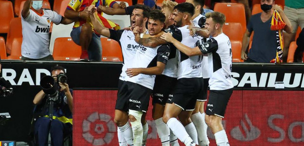 El Valencia celebra un gol 