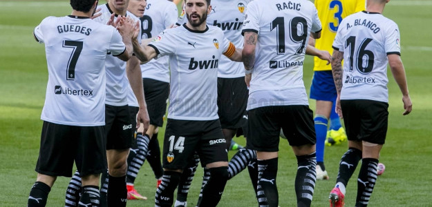 El Valencia celebra un gol 