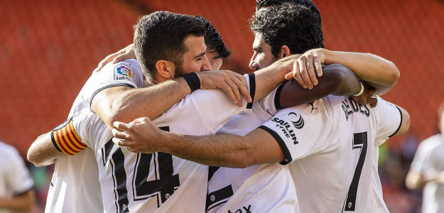 El Valencia celebra un gol 