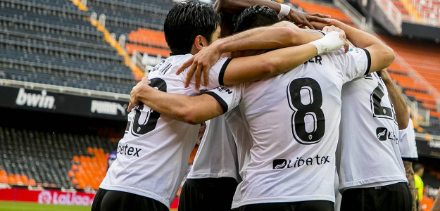 El Valencia celebra un gol 