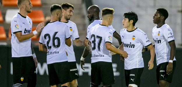 El Valencia celebra un gol 