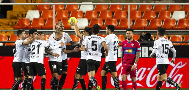 El Valencia celebrando un gol