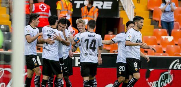 El Valencia celebra un gol 