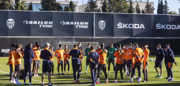 El Valencia entrenando