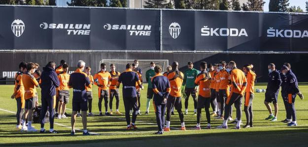 El Valencia entrenando