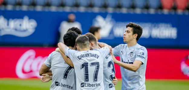 El Valencia celebra un gol 