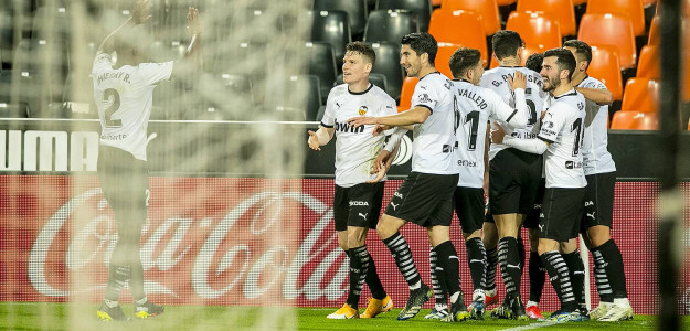 El Valencia celebra un gol 