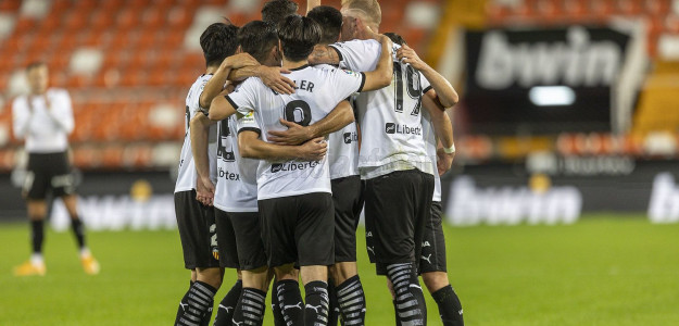 El Valencia celebra un gol 