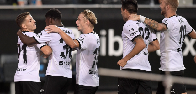 El Valencia celebrando un gol