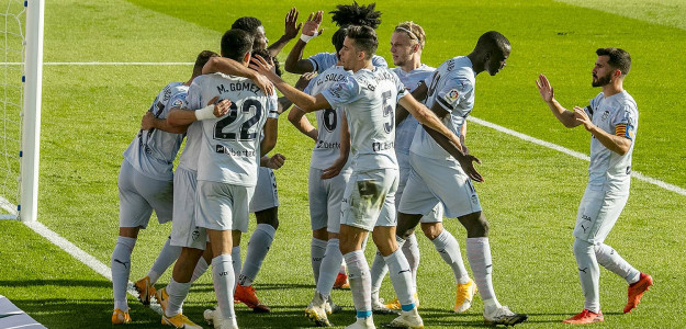 El Valencia celebra un gol 