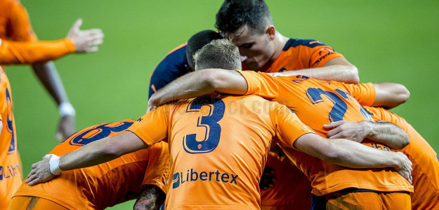 El Valencia celebra un gol 
