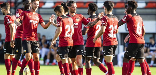 El Valencia celebra un gol 