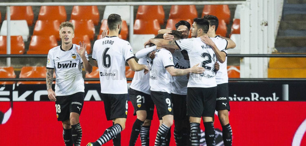El Valencia celebra un gol 