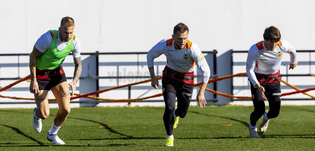 El Valencia entrenando