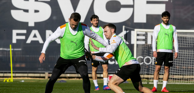 El Valencia entrenando
