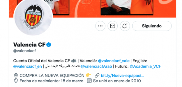Redes sociales del Valencia CF