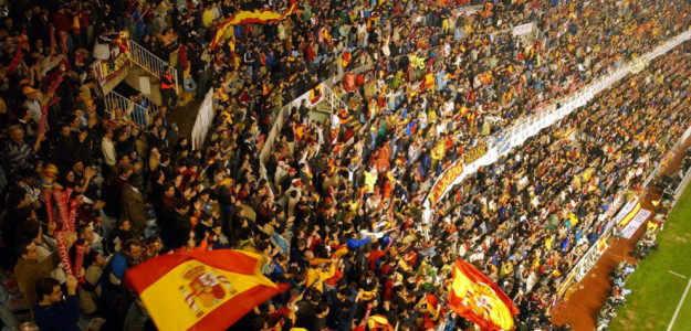 Selección española en Mestalla