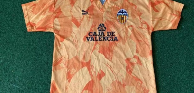 Camiseta naranja Valencia CF temporada 1991-92 equipación histórica