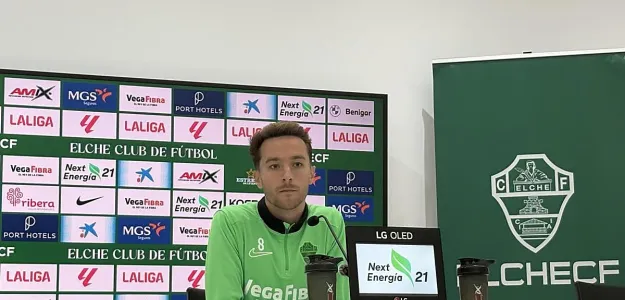 Marc Aguado en rueda de prensa previa Elche CF Rayo Vallecano