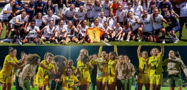 Jugadoras del Valencia CF celebran el pase a la final del playoff