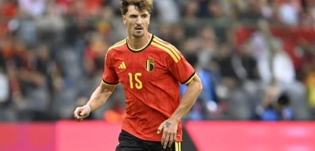 Thomas Meunier durante un entrenamiento con la selección de Bélgica preparando el Mundial