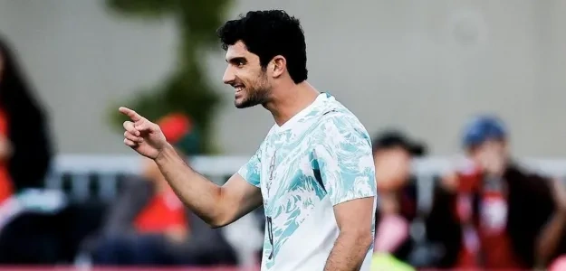 Gonçalo Guedes celebra su gol con Portugal ante Chile en preparación mundialista