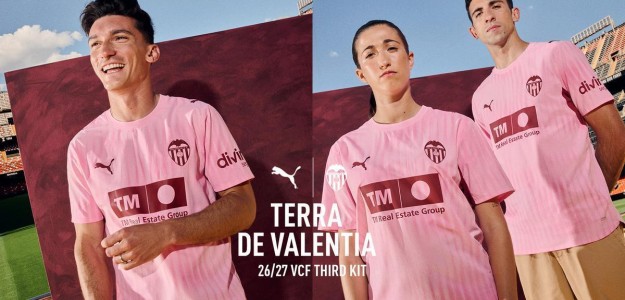 Nueva tercera camiseta Valencia CF rosa rojo Torino temporada 2026/27