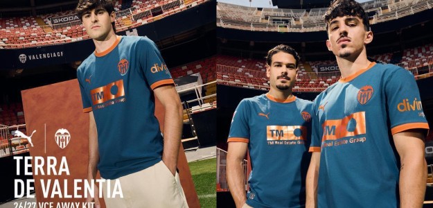 Nueva camiseta azul Valencia CF 2026-27 con detalles naranja mediterráneo