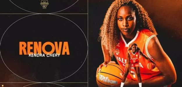 Kendra Chery con camiseta Valencia Basket en acción de juego