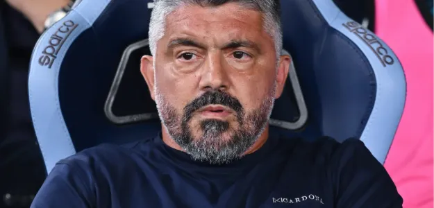 Gattuso en el banquillo de la Lazio durante su debut ante Mantova