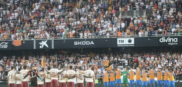 Valencia CF celebra gol derbi Villarreal Mestalla 2024