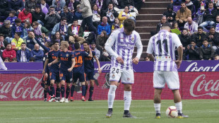 El Valencia celebra un gol en Valladolid