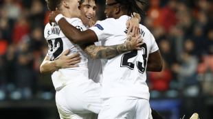 El Valencia celebrando un gol