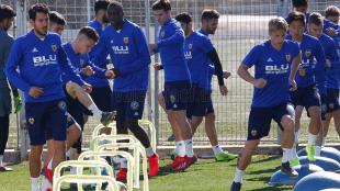 El Valencia entrenando