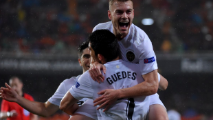 El Valencia celebrando un gol