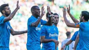 El Valencia celebrando un gol
