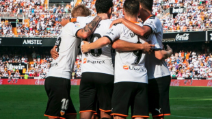 El Valencia celebrando un gol