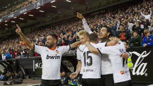 El Valencia celebra un gol 