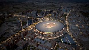 El Valencia avanza en la construcción del Nou Mestalla con el izado de los pilares