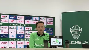 Marc Aguado en rueda de prensa previa Elche CF Rayo Vallecano