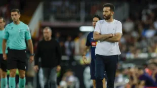 Carlos Corberán en rueda de prensa tras Valencia Barcelona