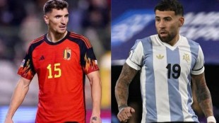 Otamendi y Meunier durante un partido con sus selecciones nacionales